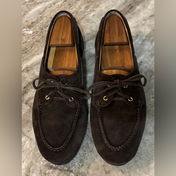 BALLY PATHY PLUME BROWN SUEDE BOAT SHOES 10 US $720 MOCCASINS FLATS